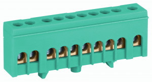 ЭРА шина PE земля ШНИ-6х9-10-Д-Зеленый 10 отв. в изол. корпусе на DIN-рейку (10шт, цена за шт) 62938