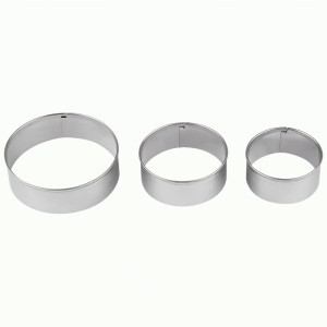 Форма д/выпечки нерж.сталь круг набор 3шт, 5,5*2,5/6,5*2,5/8,5*2,5см, h=2,5см TORTA 108356 Mallony