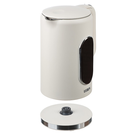 LEBEN Чайник электрический 1,7л двойные стенки пластик/нерж сталь, поддерж.температуры, оливк.и беж.