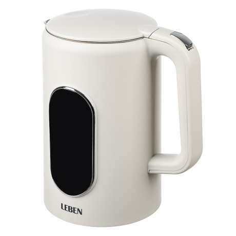 LEBEN Чайник электрический 1,7л двойные стенки пластик/нерж сталь, поддерж.температуры, оливк.и беж.