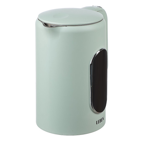 LEBEN Чайник электрический 1,7л двойные стенки пластик/нерж сталь, поддерж.температуры, оливк.и беж.