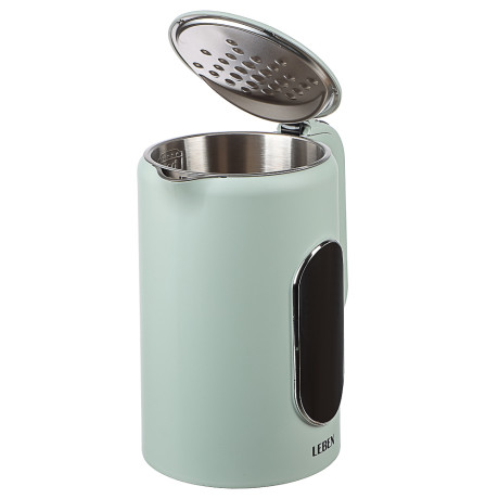 LEBEN Чайник электрический 1,7л двойные стенки пластик/нерж сталь, поддерж.температуры, оливк.и беж.