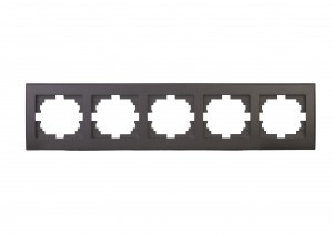 Lezard RAIN рамка 5 мест. гориз. черный графит матовый (PC) 703-4141-150