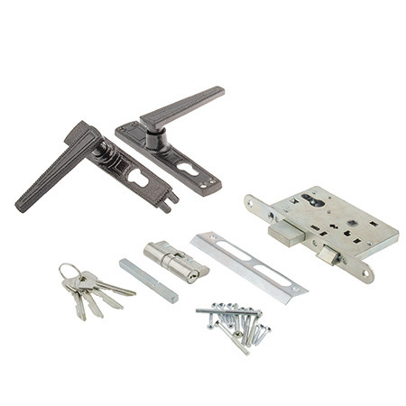 Замок врез ЗВ4-3.01 Зенит (медь) с ручками (узоры)  \15