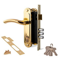 Замок врез 1527 G/GM Apecs (золото/мат. золото) с ручками (3 ригеля)  \20