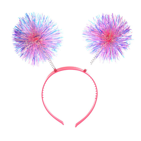 СНОУ БУМ Ободок с помпонами, диаметр 11см, пластик, металл