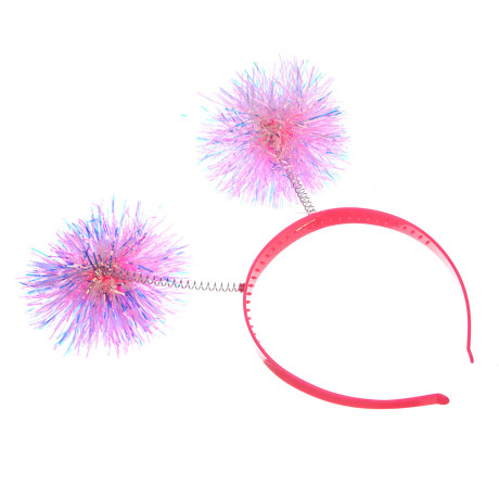 СНОУ БУМ Ободок с помпонами, диаметр 11см, пластик, металл