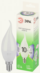 ЭРА GREEN LINE лампа св/д свеча на ветру E14 BXS 10W(1000lm) 6500K 6K BXS-10W GL 38x145 67134