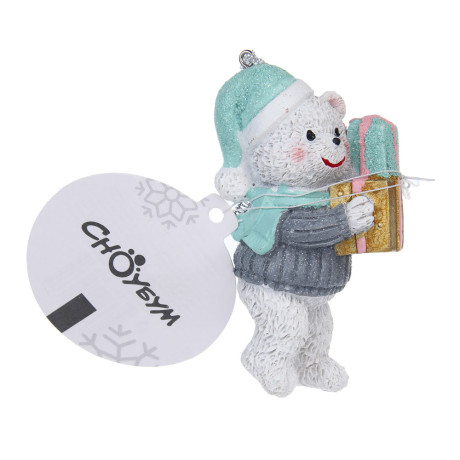 СНОУ БУМ Декоративная подвеска "Мишка", 10 см, полистоун, 2 дизайна