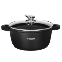 SATOSHI Лион Кастрюля с крышкой 4,2л d24*11,5см, а/приг.покр.Мрамор, силик.протекторы ручек, индукц