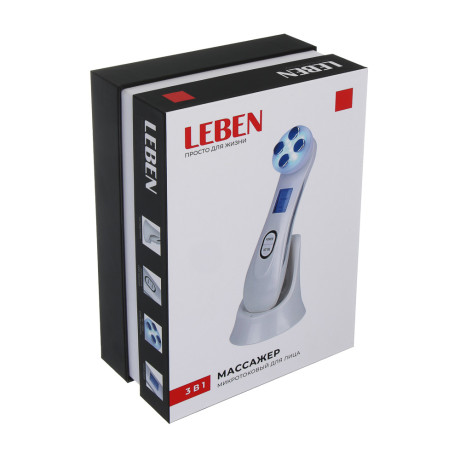 LEBEN Массажер для лица микротоковый, 6 режимов, 10 Вт, 400 мАч