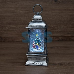 Декоративный фонарь с эффектом снегопада и подсветкой «Рождество», белый