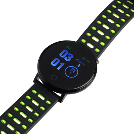 BY Умные часы Wayke, пульс, шагомер, кислород, будильник, 1,3", черно-зеленый