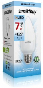 Smartbuy свеча C37 E27 7W(550lm) 4000K 4K матовая пластик SBL-C37-07-40K-E27