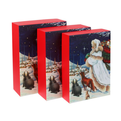 Набор подарочных коробок тм СНОУ БУМ, 3 размера 21x29x9см, 20x27x8см, 18x26x6см, картон