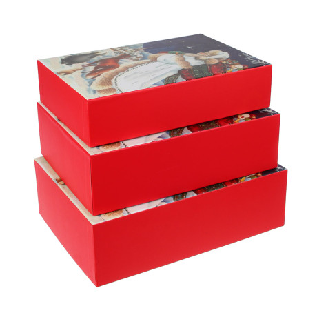 Набор подарочных коробок тм СНОУ БУМ, 3 размера 21x29x9см, 20x27x8см, 18x26x6см, картон