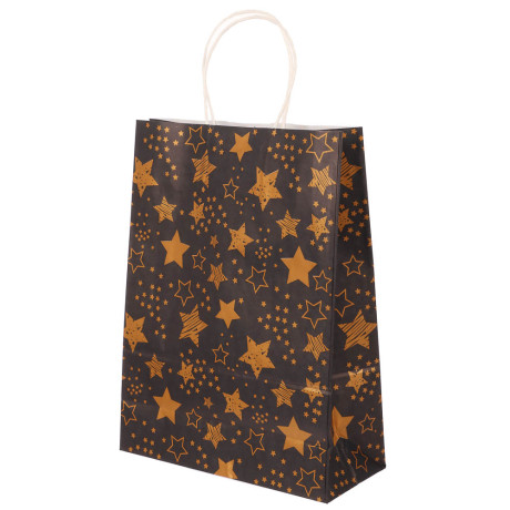 Пакет подарочный с кручеными ручками 24x10,5x32 см, "Звездное сияние" внутри белый