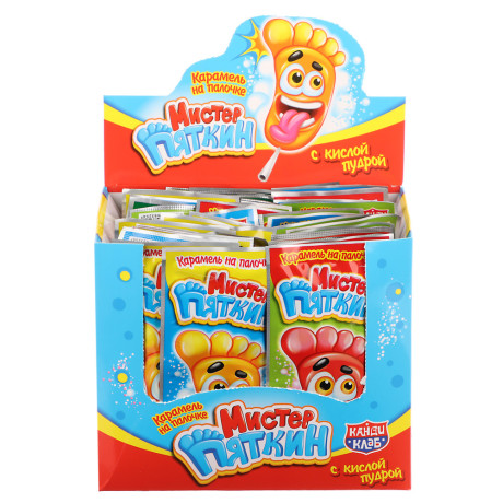 Карамель на палочке с кислой пудрой "Мистер Пяткин" ассорти 11гр