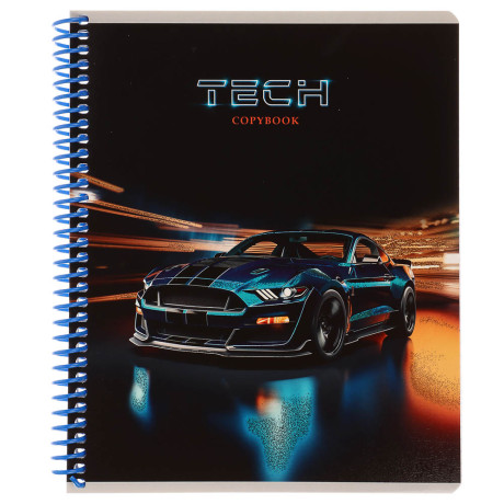 Тетрадь общая, 96 листов, в клетку, БЕЛЫЕ ЛИСТЫ, обл.мел. картон, спираль, микс