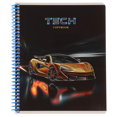 Тетрадь общая, 96 листов, в клетку, БЕЛЫЕ ЛИСТЫ, обл.мел. картон, спираль, микс