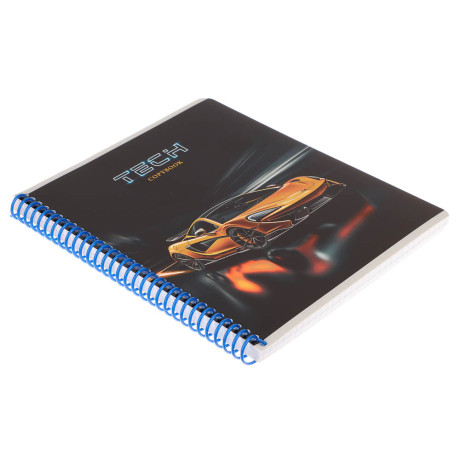 Тетрадь общая, 96 листов, в клетку, БЕЛЫЕ ЛИСТЫ, обл.мел. картон, спираль, микс