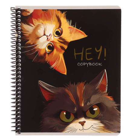 Тетрадь общая, 96 листов, в клетку, БЕЛЫЕ ЛИСТЫ, обл.мел. картон, спираль, микс