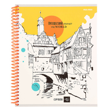 Тетрадь общая, 96 листов, в клетку, БЕЛЫЕ ЛИСТЫ, обл.мел. картон, спираль, микс