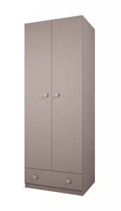 Шкаф двухсекционный Polini kids Simple с 1 ящиком, серый графит (мест 2)