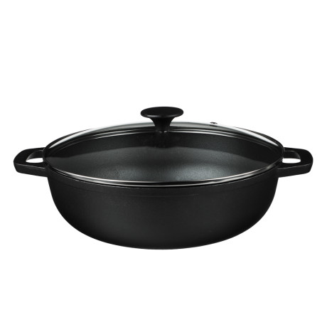 VETTA Вок чугун, d30х8,5см, стеклянная крышка, индукция