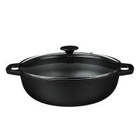 VETTA Вок чугун, d30х8,5см, стеклянная крышка, индукция