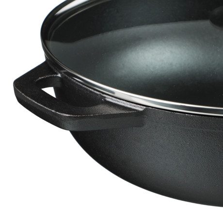 VETTA Вок чугун, d30х8,5см, стеклянная крышка, индукция