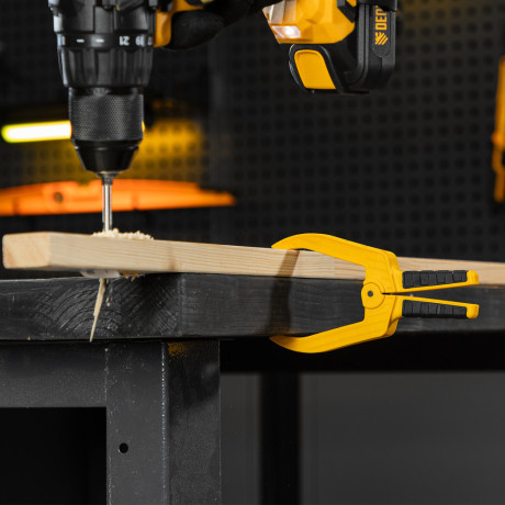 Струбцина клещеобразная, удлиненная 50 х 80 мм двухкомпонентные рукоятки Denzel