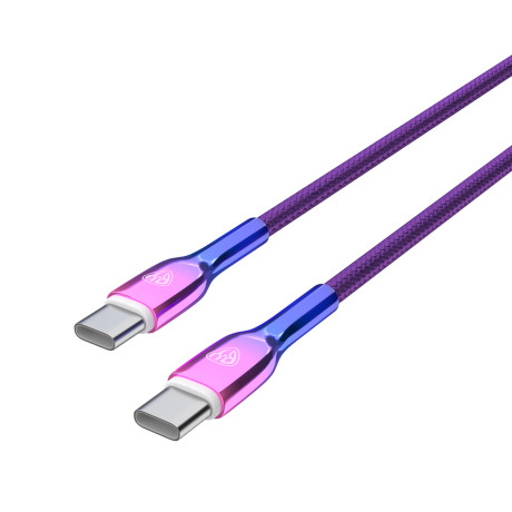 BY Кабель для зарядки Jam Type-C-Type-C, 1м, Быстрая зарядка 3А, PD 65W, тканевый, фиолетовый