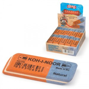 Резинка стират. KOH-I-NOOR прямоугол. скошенные углы, 57x19,5x8мм, красная/синяя, картон. дисплей 22