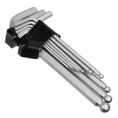 Набор ключей имбусовых, HEX, 2-12 мм, CrV, 9 шт., удлиненные, с шаром Сибртех