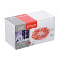 VEGAS Гирлянда-занавес 156LED, красный, 1,5*1,5м/ 12нит., 8реж., прозр. провод, 220V