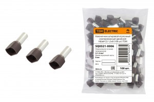 TDM наконечник-гильза штыревой втулочный изол. НШВИ(2) F-8 1,5х8 мм (уп. 100 шт., цена за ГУ) (20!)