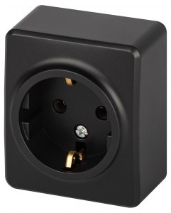 ЭРА Эксперт роз. ОУ 1 мест. земля 16A,250В антрацит 11-2203-05 63008