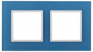 ЭРА 14 Elegance рамка СУ 2 мест.стекло, голубой+бел 14-5102-28 5343
