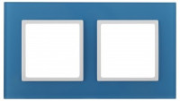 ЭРА 14 Elegance рамка СУ 2 мест.стекло, голубой+бел 14-5102-28 5343