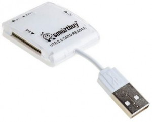 Картридер Smartbuy SBR-713-W белый SD/SDHC/MMC, microSD,M2, скорость передачи данных до 480 мб/с