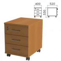 Тумба подкатная &quot;Монолит&quot; (ш400*г520*в530 мм), 3 ящика, замок, цвет орех, ТМ25.3 640139