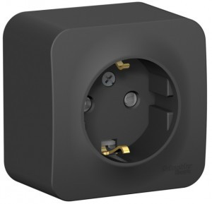 Systeme Electric BLANCA роз. ОУ 1 мест. 16А антрацит (пл.осн., земля, штор.) BLNRA011106 (12!)