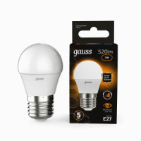 Gauss лампа Шар E27 220V 7W(520lm) 2700К 2K степ-димм. (шаг 15/50/100%) 80x45 матов. 105102107-S