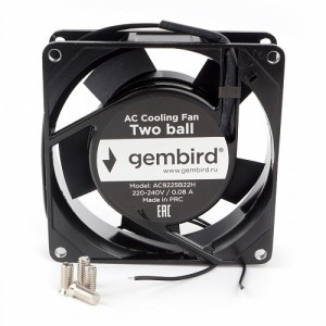 Вентилятор Gembird AC9225B22H, 92x92x25, AC, 220, подшипник, 2 pin, провод 30 см, 18924
