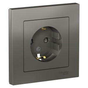 Systeme Electric AtlasDesign роз. СУ 1 мест. сталь (пл.осн., земля, штор.) ATN000944 (5!)