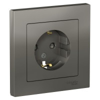 Systeme Electric AtlasDesign роз. СУ 1 мест. сталь (пл.осн., земля, штор.) ATN000944 (5!)