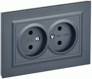 IEK BRITE роз. СУ 2 мест. 10А маренго РС12-2-БрМ BR-R20-10-K35-F