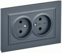 IEK BRITE роз. СУ 2 мест. 10А маренго РС12-2-БрМ BR-R20-10-K35-F