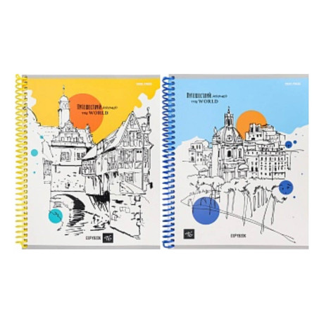 Тетрадь общая, 96 листов, в клетку, БЕЛЫЕ ЛИСТЫ, обл.мел. картон, спираль, микс